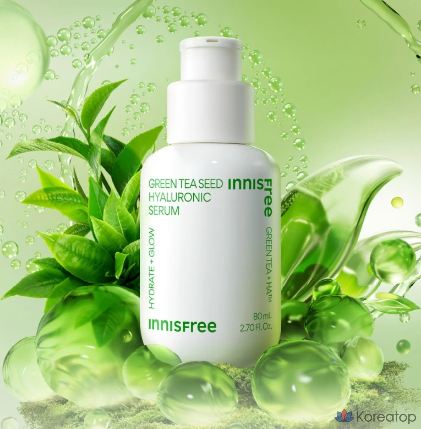 Сыворотка Innisfree Green Tea Seed Hyaluronic Acid Serum, 80 мл + 10 мл, 1 шт.