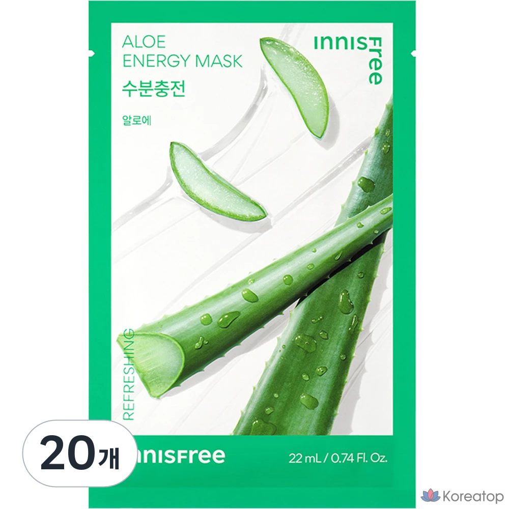 Тканевая маска для лица Innisfree New Aloe Energy Mask, 22 мл, 20 шт.
