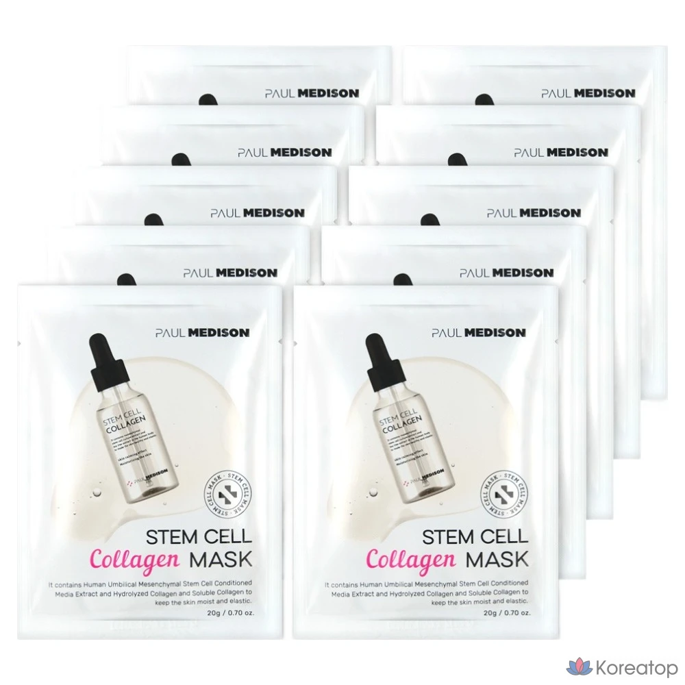 Тканевая маска для лица PAUL MEDISON Stem Cell Collagen Mask, 10 шт.