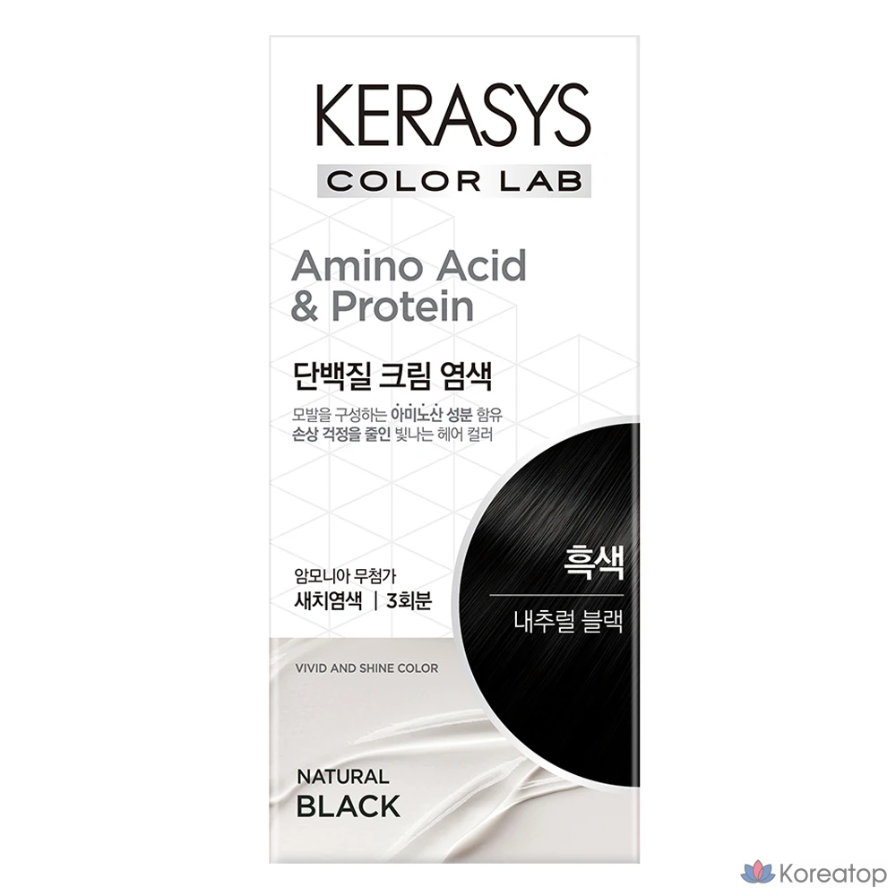 Крем-краска для волос KeraSys Color Lab Protein Cream Hair Dye, оттенок Natural Black, 120 г, 1 шт.