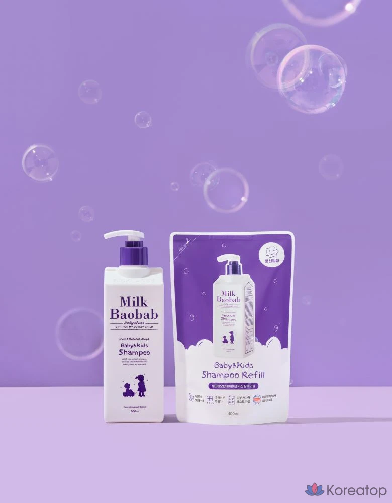 Шампунь Milk Baobab Baby & Kids Shampoo Refill, аромат Bubble Gum, 400 мл, 1 шт.