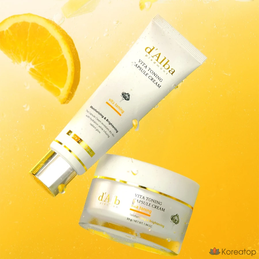 Набор для ухода d'Alba Vita Toning Capsule Cream 2-piece Set (Cream + Serum Cleanser), 55 г + 3 мл, 1 шт.
