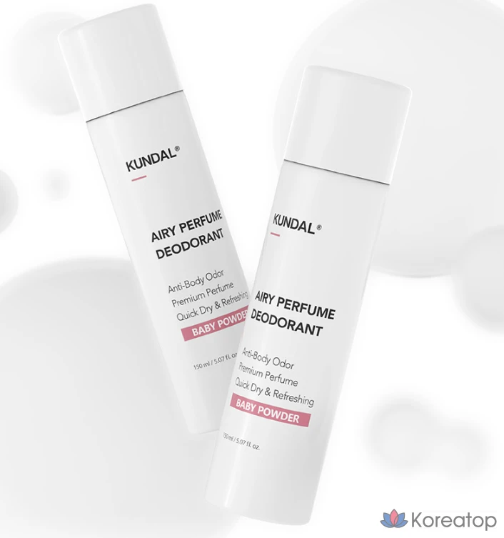 Дезодорант-спрей Kundal Airy Perfume Deodorant Spray, аромат Baby Powder, 150 мл, 1 шт.