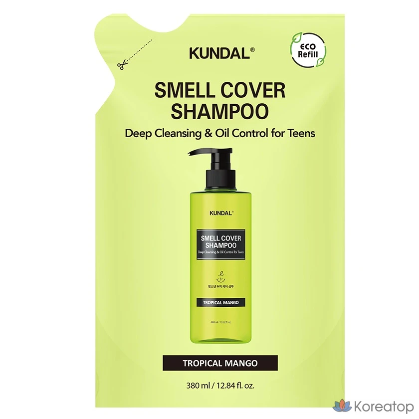 Шампунь для кожи головы Kundal All Day Smell Cover Refill, оттенок Tropical Mango, 380 мл, 1 шт.