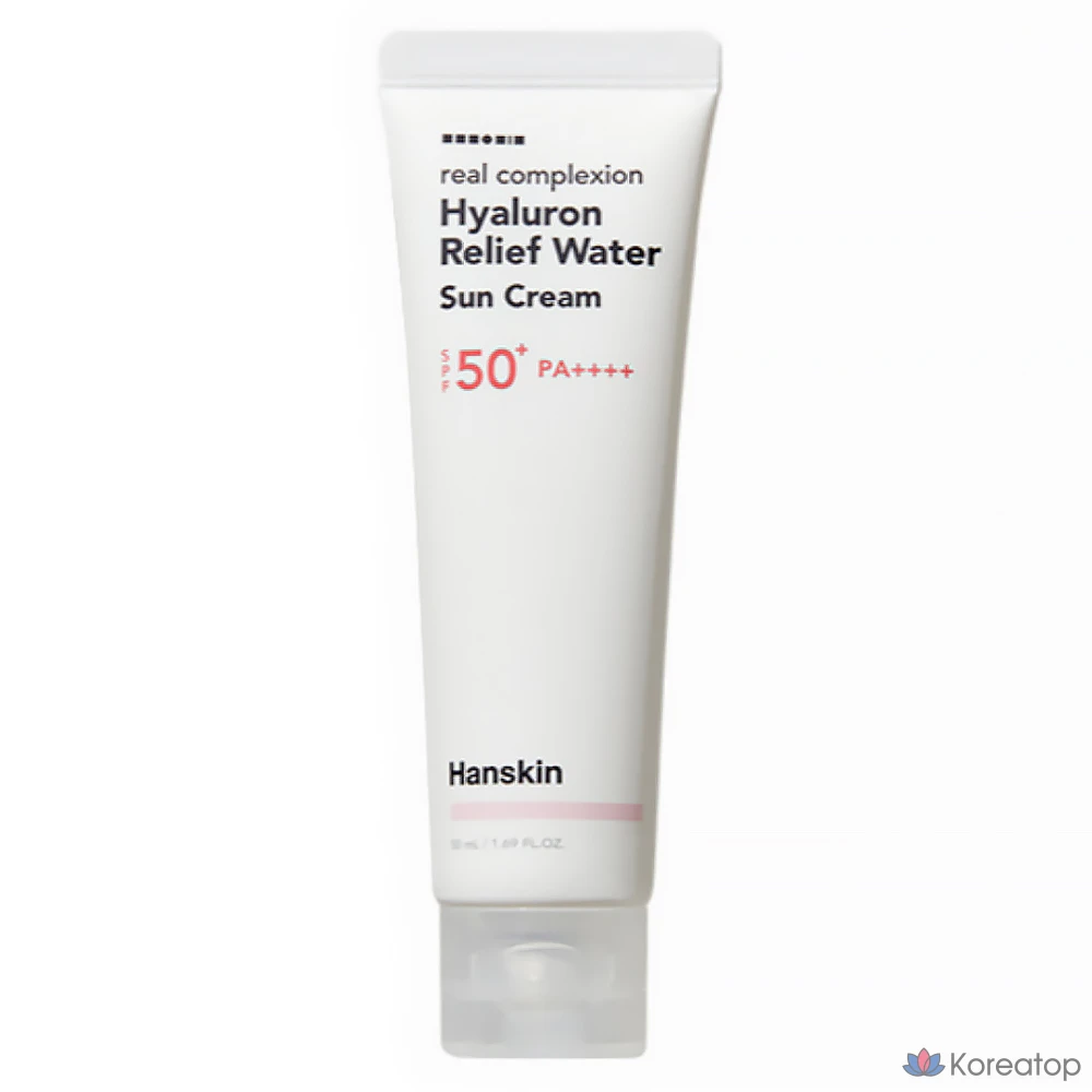 Солнцезащитный крем HANSKIN Real Complexion Hyaluron Relief Water Sun Cream SPF50+ PA++++, 50 мл, 1 шт.