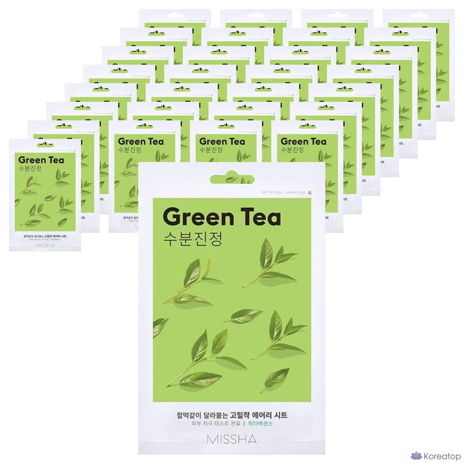 Тканевая маска для лица Missha Airy Fit Sheet Mask Green Tea, 80 шт.
