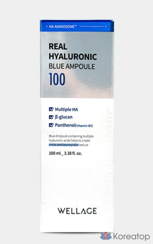 Ампульная сыворотка WELLAGE Real Hyaluronic Blue Ampoule, 100 мл, 1 шт., фото 7