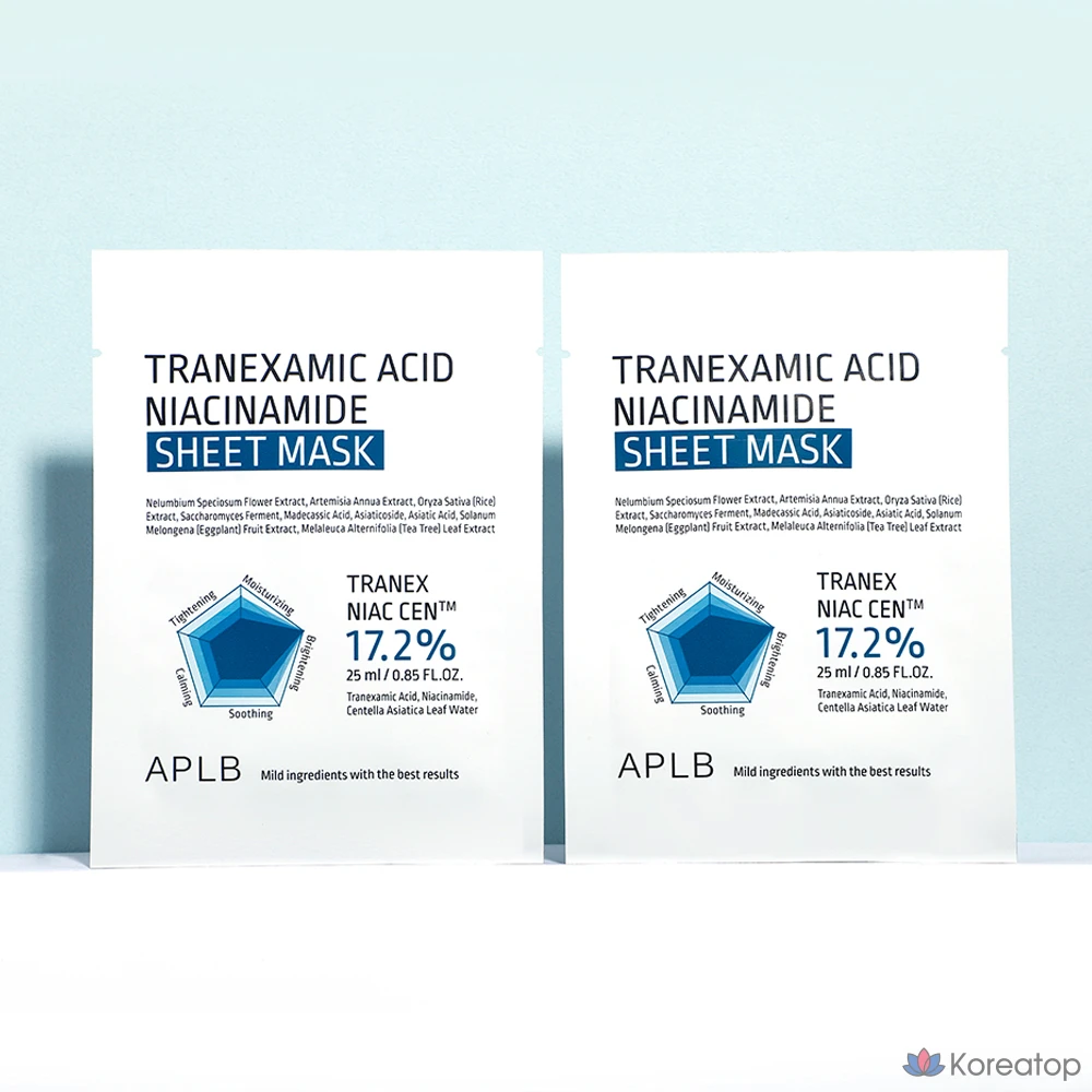 Тканевая маска для лица APLB Tranexamic Acid Niacinamide Sheet Mask, 10 шт.