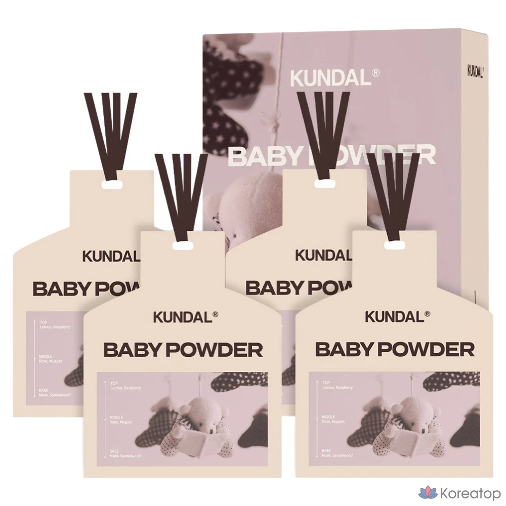 Ароматизатор для автомобиля Kundal Perfumed Sachet, оттенок Baby Powder, 7 г, 4 шт.
