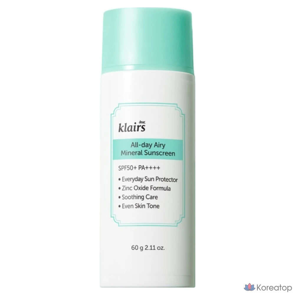Солнцезащитный крем Dear, Klairs All Day Airy UV Shield SPF50+ PA++++, 60 г, 1 шт.