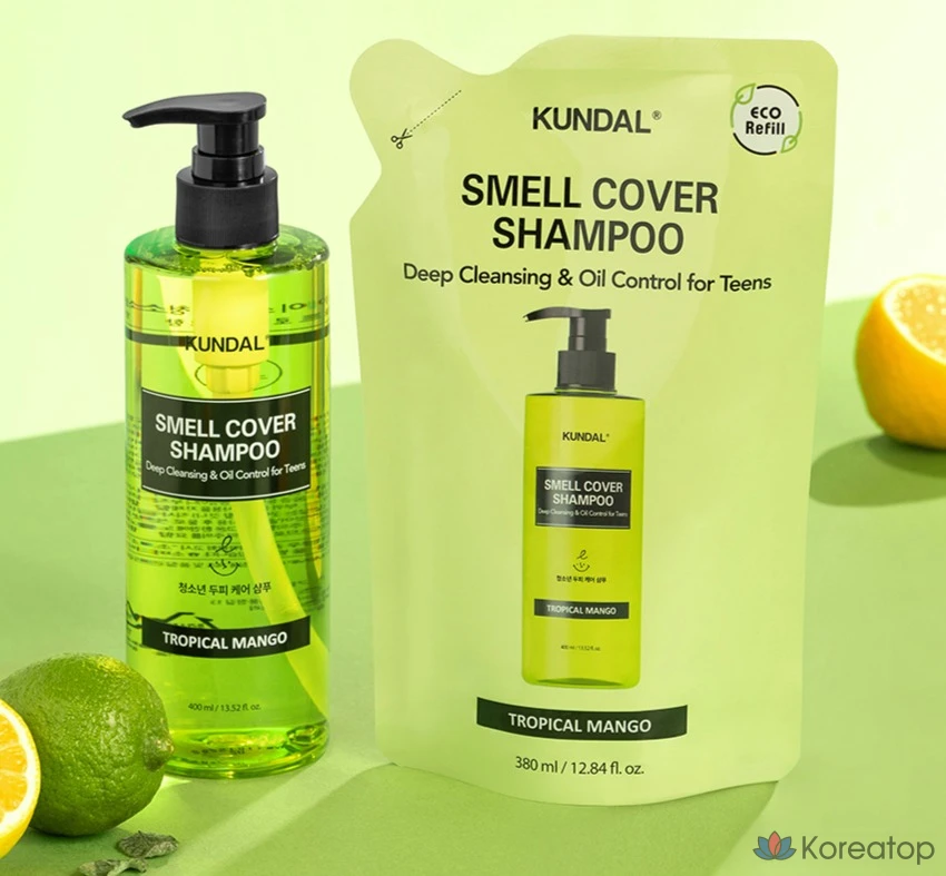 Шампунь для кожи головы Kundal All Day Smell Cover Refill, оттенок Tropical Mango, 380 мл, 1 шт.