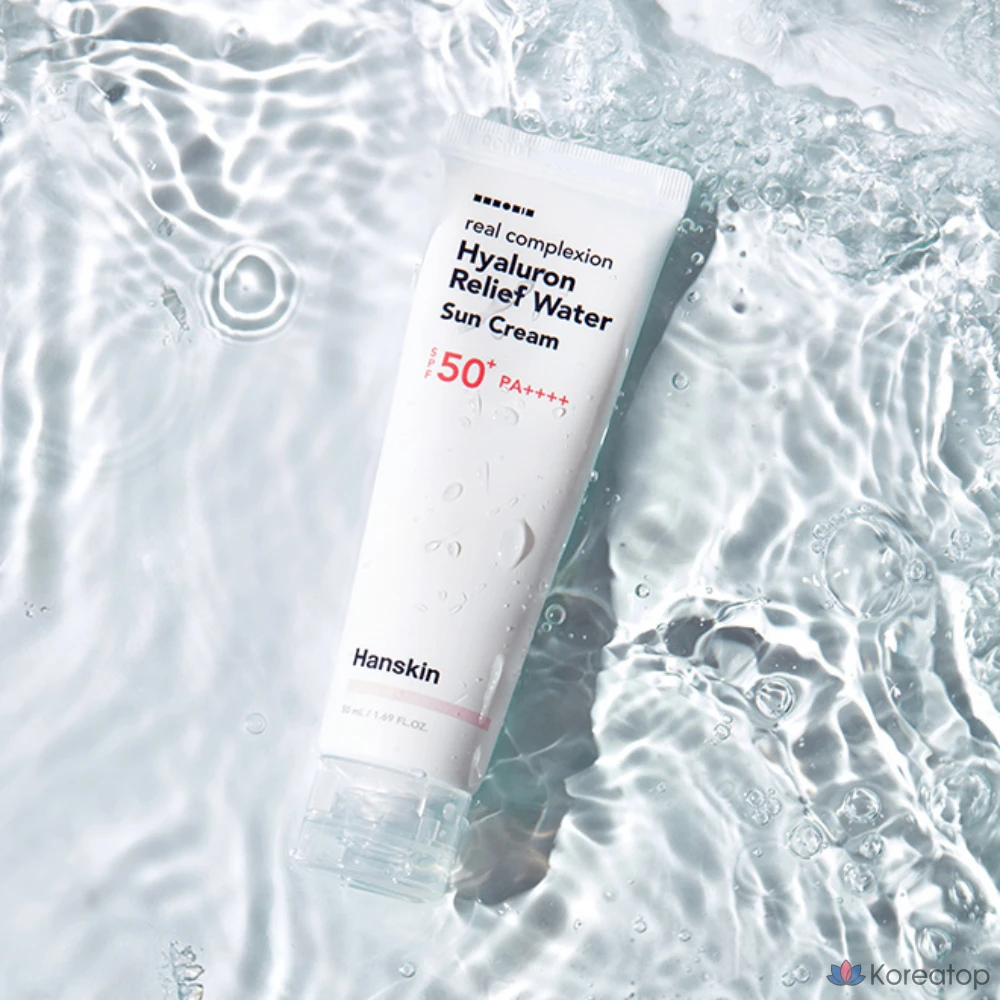 Солнцезащитный крем HANSKIN Real Complexion Hyaluron Relief Water Sun Cream SPF50+ PA++++, 50 мл, 1 шт.
