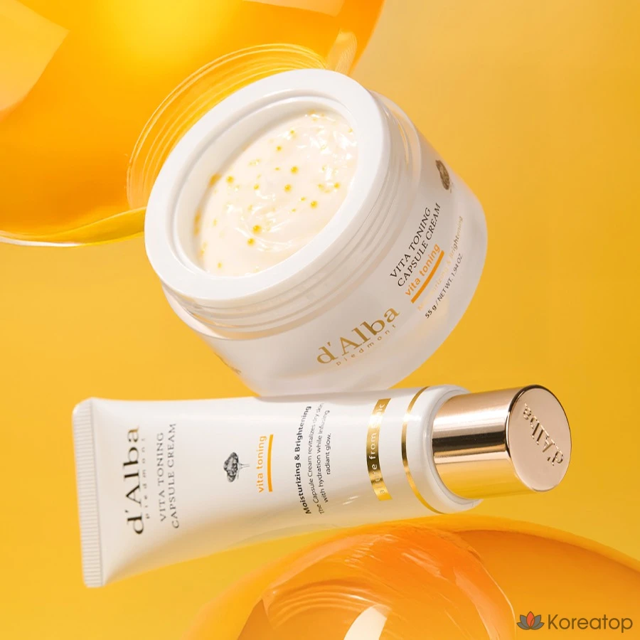 Набор для ухода d'Alba Vita Toning Capsule Cream 2-piece Set (Cream + Serum Cleanser), 55 г + 3 мл, 1 шт.