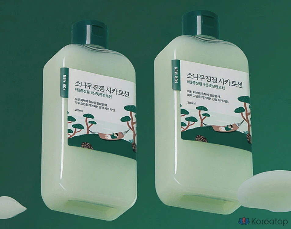 Набор для ухода Round Lab For Men Pine Tree Calming Cica Toner + Lotion 2-piece Set, 1 шт.
