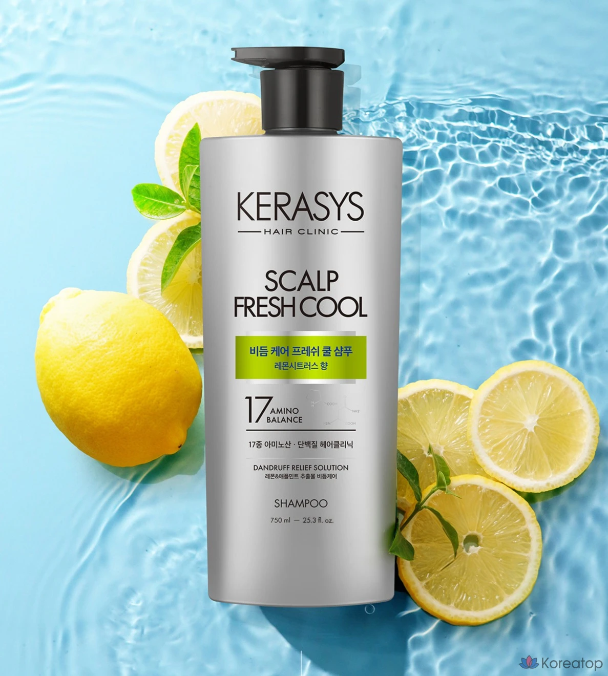 Шампунь KeraSys Scalp Dandruff Care Fresh Cool Protein Shampoo, аромат Lemon Citrus, 750 мл, 1 шт.