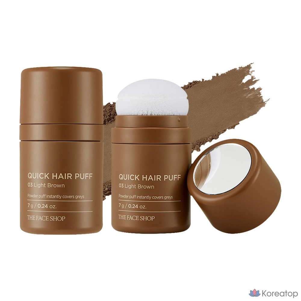 Пудра для волос The Face Shop Quick Hair Puff, оттенок 03 Light Brown, 7 г, 1 шт.