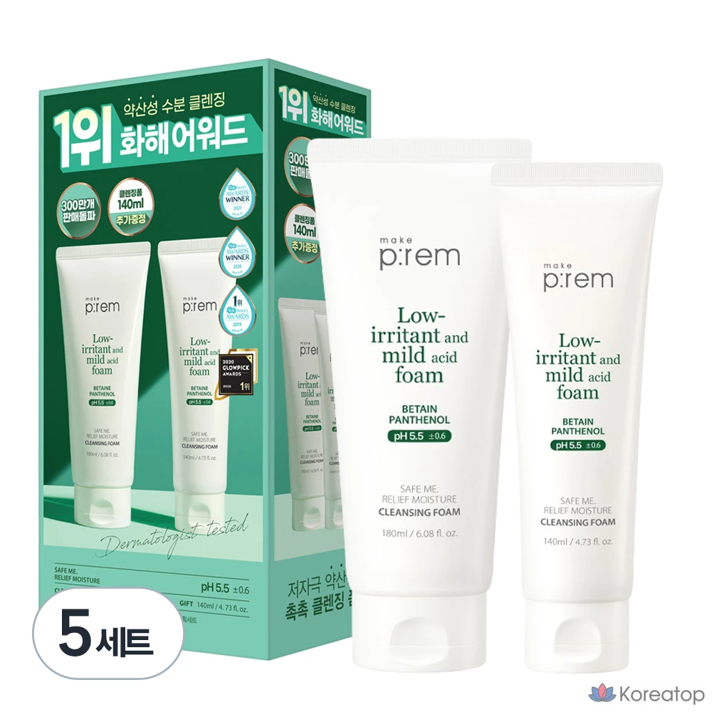 Очищающая пенка MAKE P:REM Safe Me Relief Moisture Cleansing Foam, 320 мл, 5 шт.