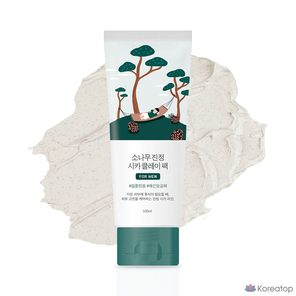 Крем-маска для лица Round Lab For Men Pine Tree Calming Cica Clay Pack, 100 мл, 1 шт.