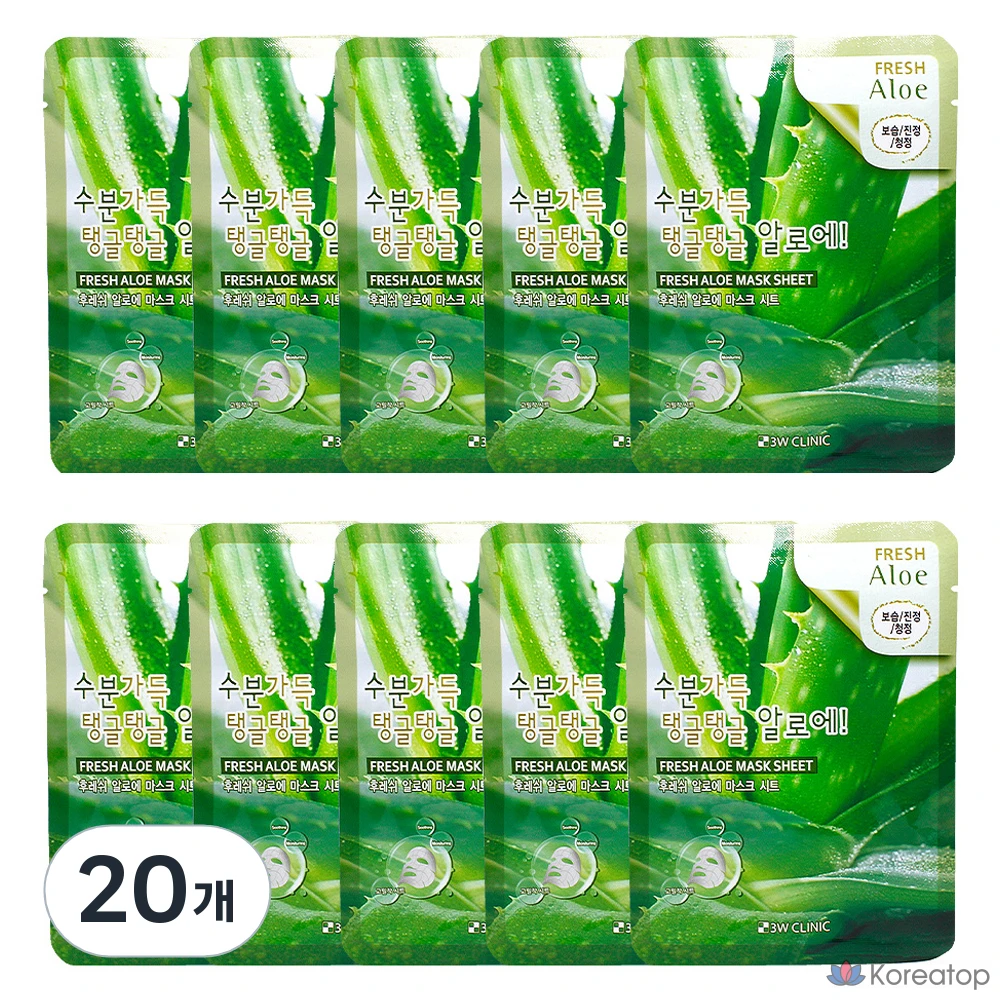Тканевая маска для лица 3W Clinic Fresh Aloe Mask Sheet, 20 шт.
