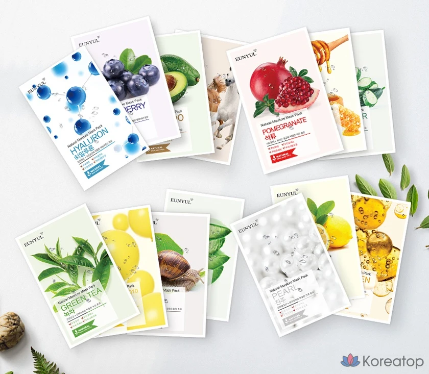 Тканевая маска для лица Eunyul Natural Moisture Mask Pack Set (Aloe + Collagen + Pearl + Hyaluronic + Avocado), 50 шт., фото 9