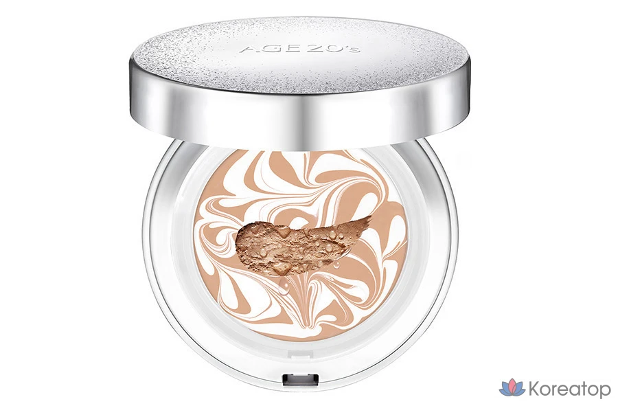 Пудра-компакт AGE 20S Essence Cover Pact Sparkle Case + Refill, оттенок 21 White Beige, 12.5 г x 2 шт. + 10 мл x 4 шт., 1 шт.