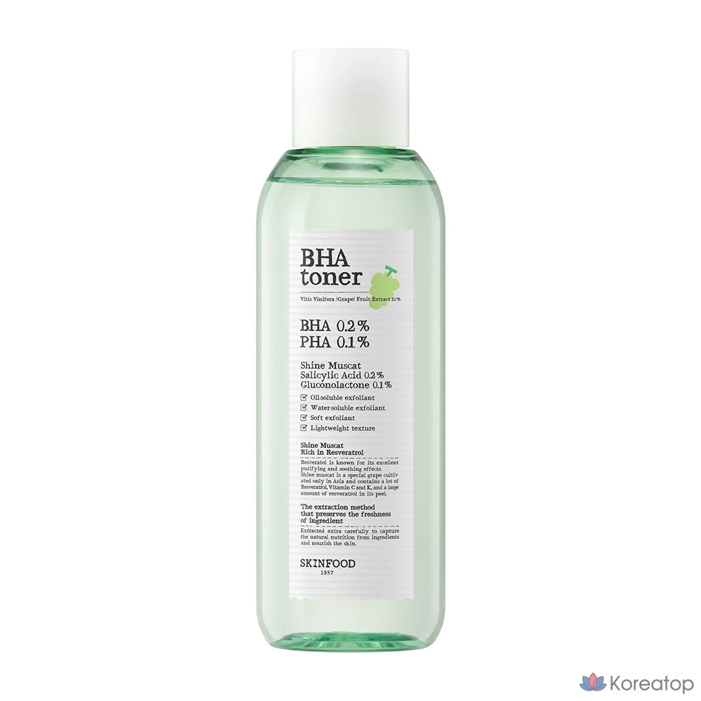 Тонер Skinfood Shine Muscat BHA Toner, 200 мл, 1 шт.