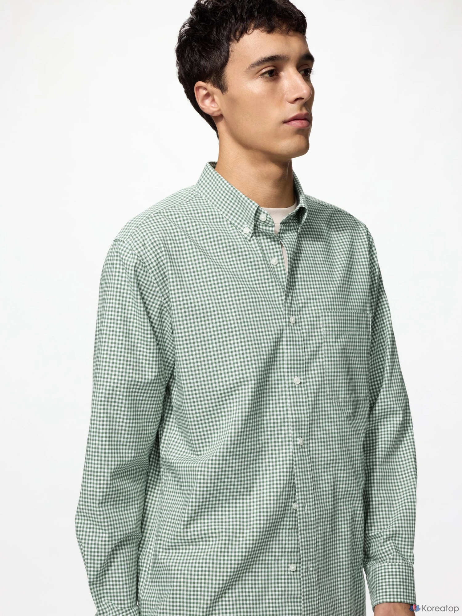 Рубашка Uniqlo Broadcloth Shirt Button-Down Collar Check A