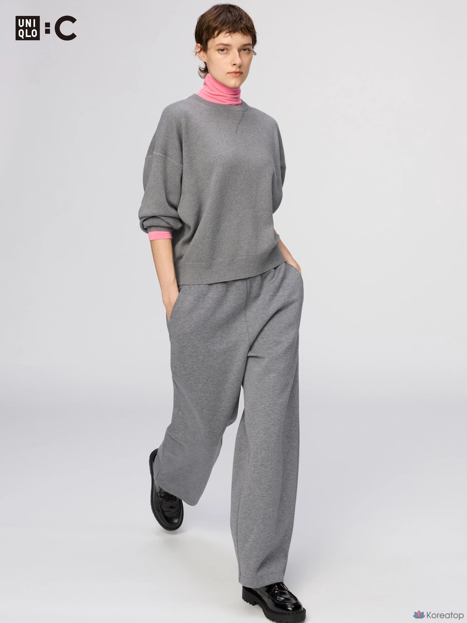 Брюки Uniqlo Sweat Wide Pants, длина штанины 66-72 см