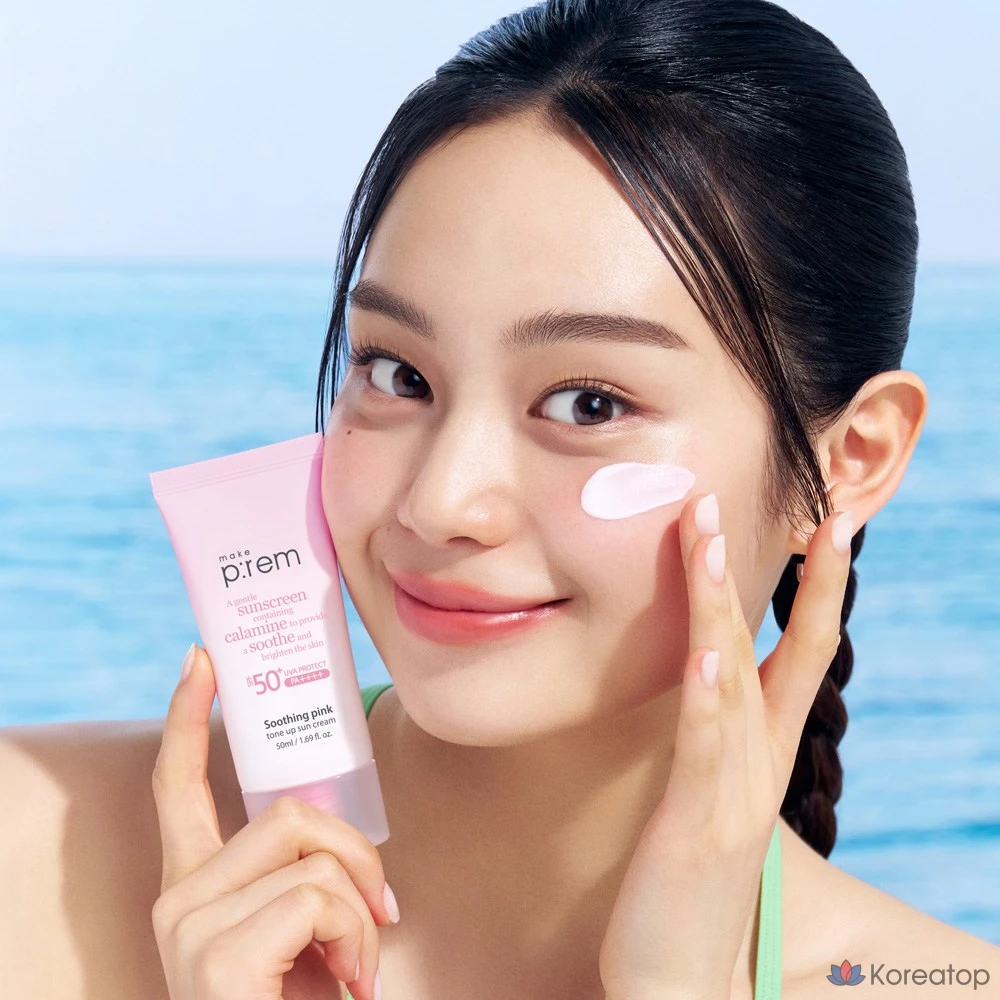 Солнцезащитный крем MAKE P:REM Soothing Pink Tone-Up Sun Cream, 60 мл, 1 шт.