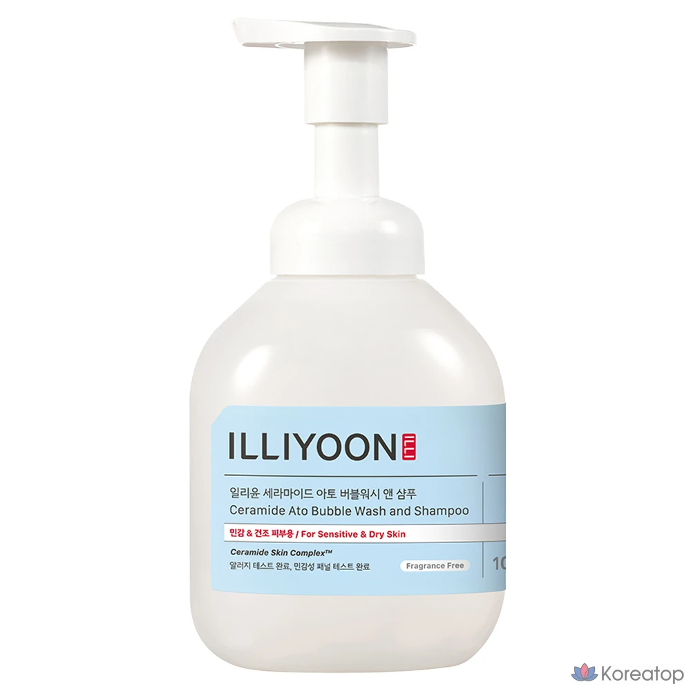 Гель для душа и шампунь ILLIYOON Ceramide Ato Bubble Wash & Shampoo, без отдушки, 400 мл, 1 шт.