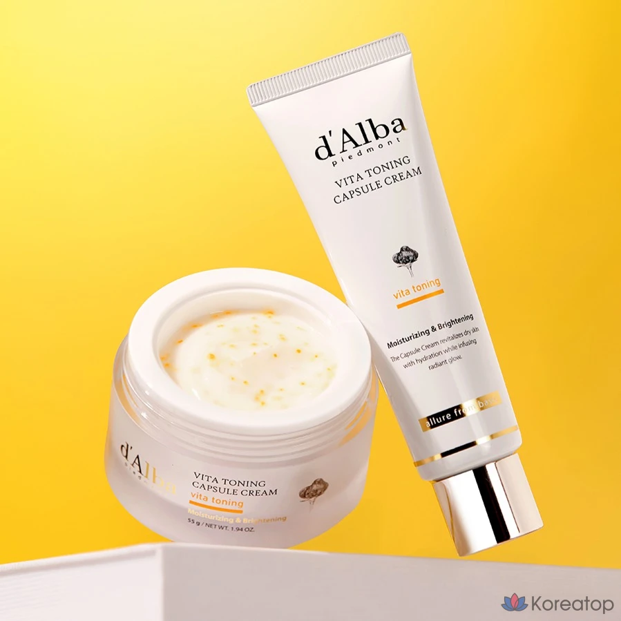 Набор для ухода d'Alba Vita Toning Capsule Cream 2-piece Set (Cream + Serum Cleanser), 55 г + 3 мл, 1 шт.