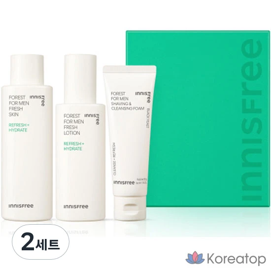 Набор для ухода Innisfree Forest For Men Fresh Skincare Set (Toner 180 мл + Lotion 140 мл + Shaving & Cleansing Foam 50 г), 2 шт.
