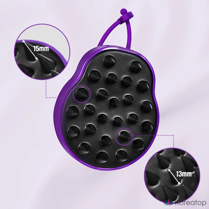 Массажная щетка для кожи головы Kundal Scalp Massage Shampoo Brush, фиолетовая, 1 шт.