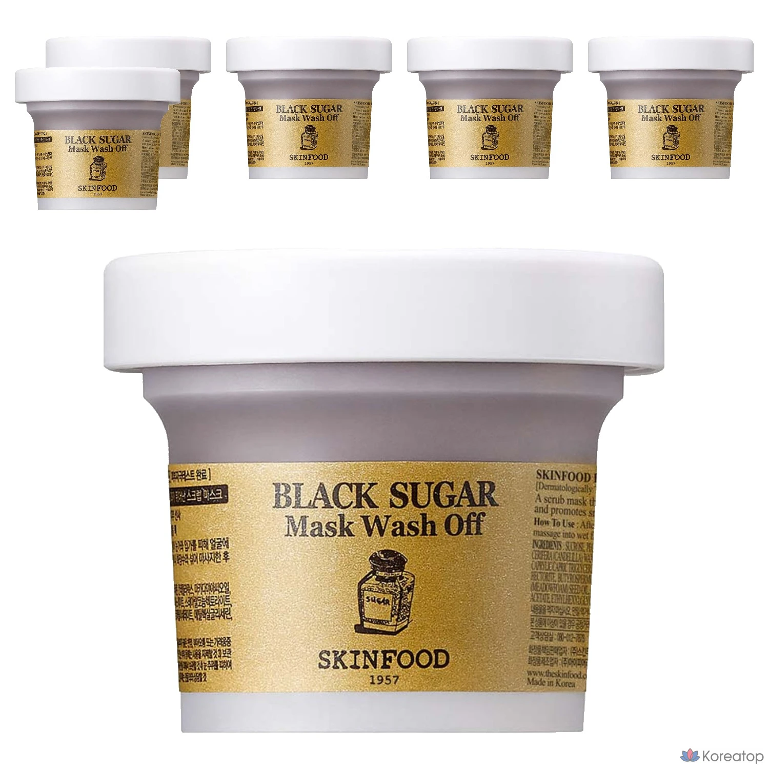 Скраб-маска для лица Skinfood Black Sugar Mask Wash-off, 6 шт.