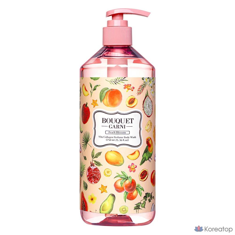 Гелевое средство для душа Bouquet Garni Vita Collagen Perfume Body Wash, оттенок Peach Blossom, 750 мл, 1 шт.