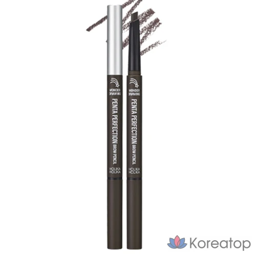 Карандаш для бровей Holika Holika Wonder Drawing Penta Perfection Brow Pencil, оттенок 01 Dark Brown, 0.3 г, 1 шт.