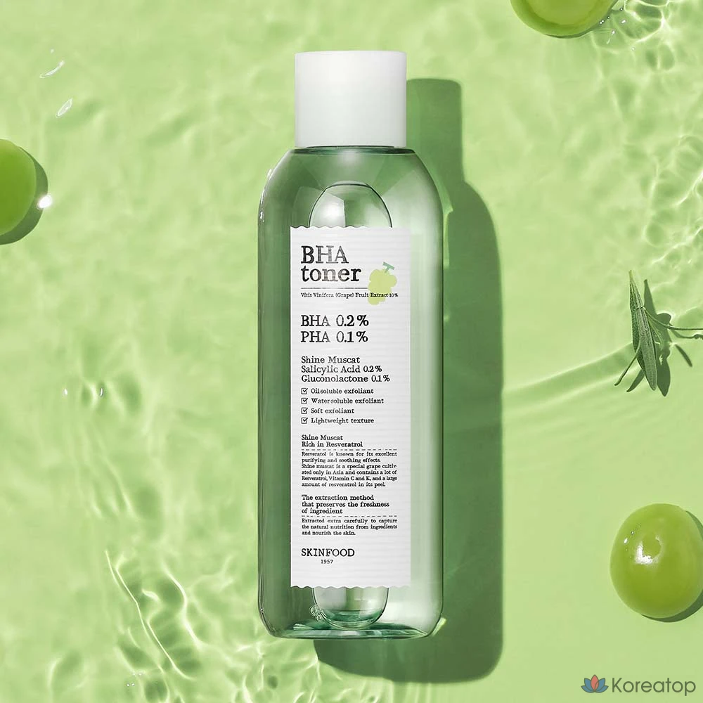 Тонер Skinfood Shine Muscat BHA Toner, 200 мл, 1 шт.