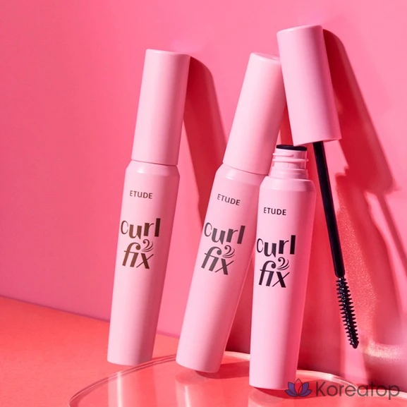Тушь для ресниц Etude House Curl Fix Mascara + Щипцы для завивки Set, оттенок Black, 8 г, 1 шт.