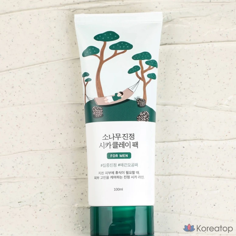 Крем-маска для лица Round Lab For Men Pine Tree Calming Cica Clay Pack, 100 мл, 1 шт.