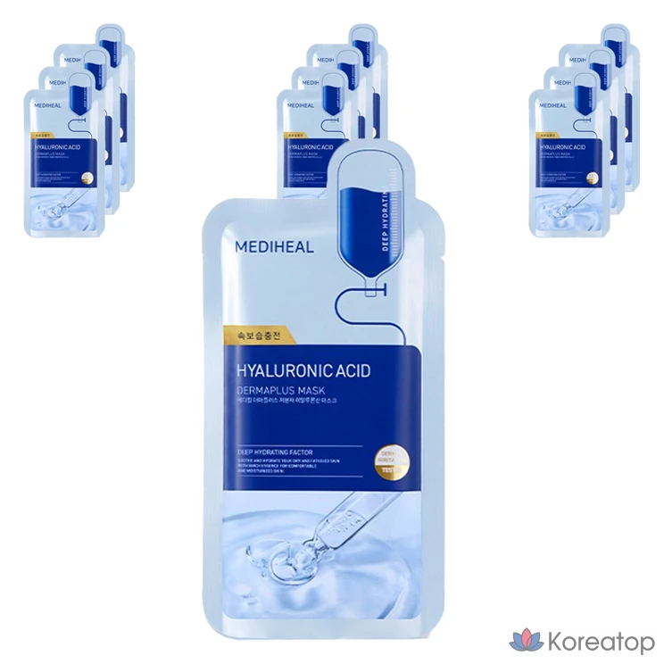 Тканевая маска для лица MEDIHEAL Derma Plus Low Molecular Hyaluronic Acid Mask, 10 шт.