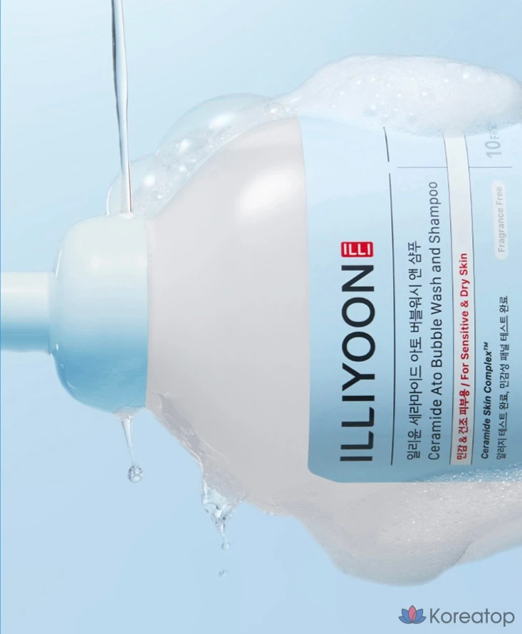 Гель для душа и шампунь ILLIYOON Ceramide Ato Bubble Wash & Shampoo, без отдушки, 400 мл, 1 шт.