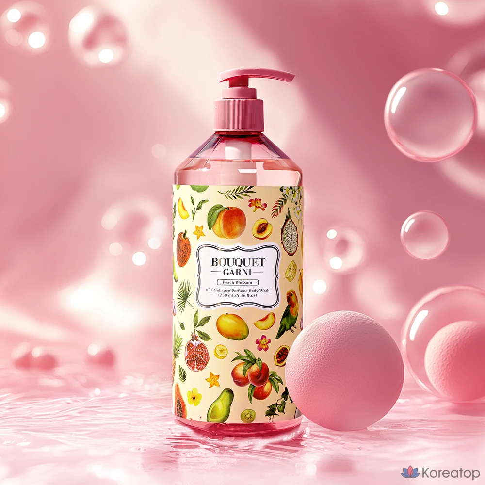 Гелевое средство для душа Bouquet Garni Vita Collagen Perfume Body Wash, оттенок Peach Blossom, 750 мл, 1 шт.