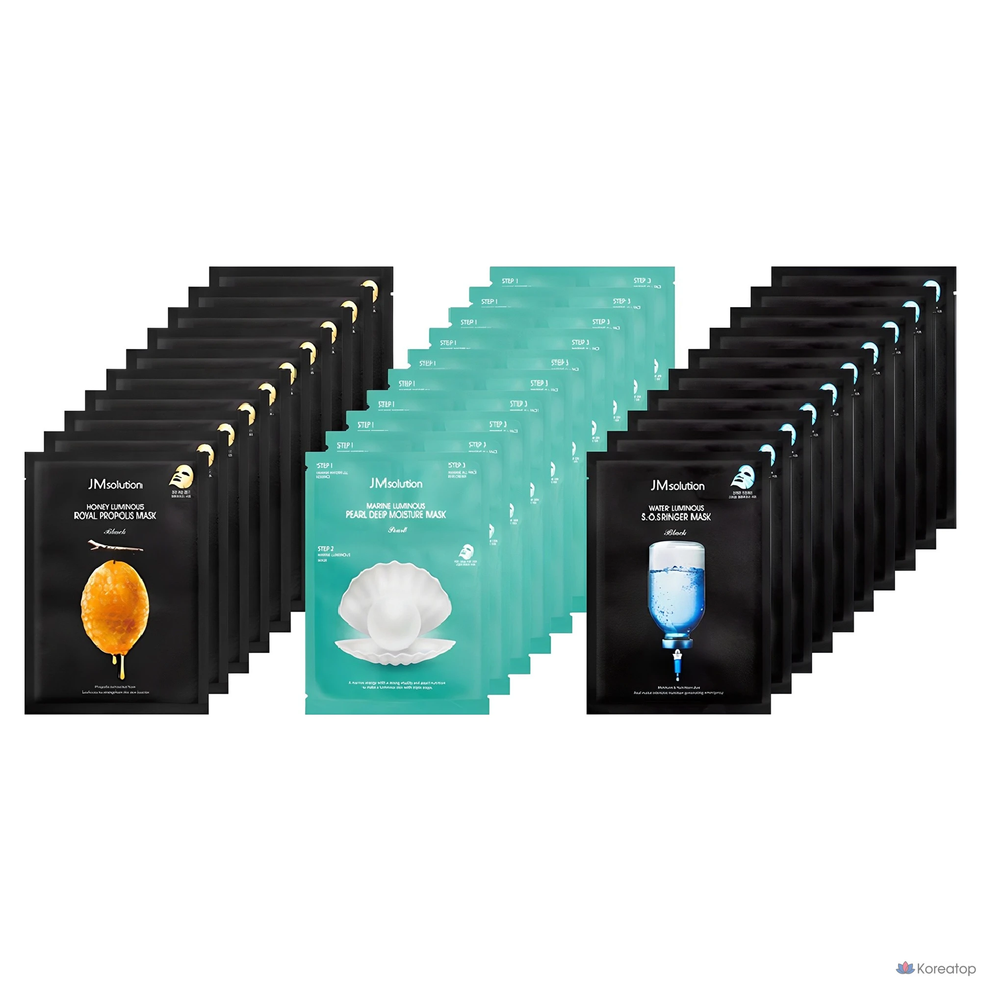 Тканевая маска для лица JM Solution Mask Pack (Honey Glow 10p + Ringer Water Glow 10p + Blue Glow 10p) Set, 30 шт.