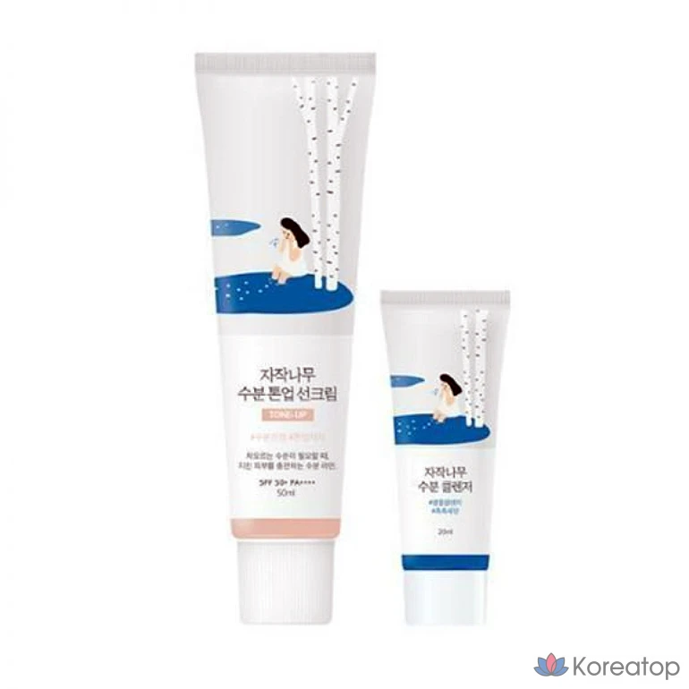 Солнцезащитный крем Round Lab Birch Juice Moisturizing Tone Up Sun Cream + Cleanser 20 мл, 50 мл, 1 шт.