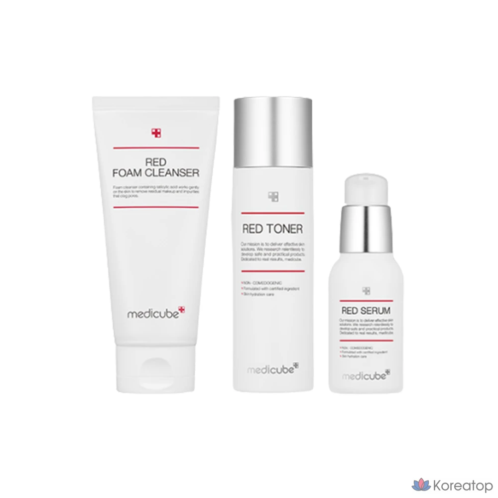 Набор для ухода Medicube Red Starter 3-piece Set (Foam Cleanser + Toner 2.0 + Serum 2.0), 1 шт.