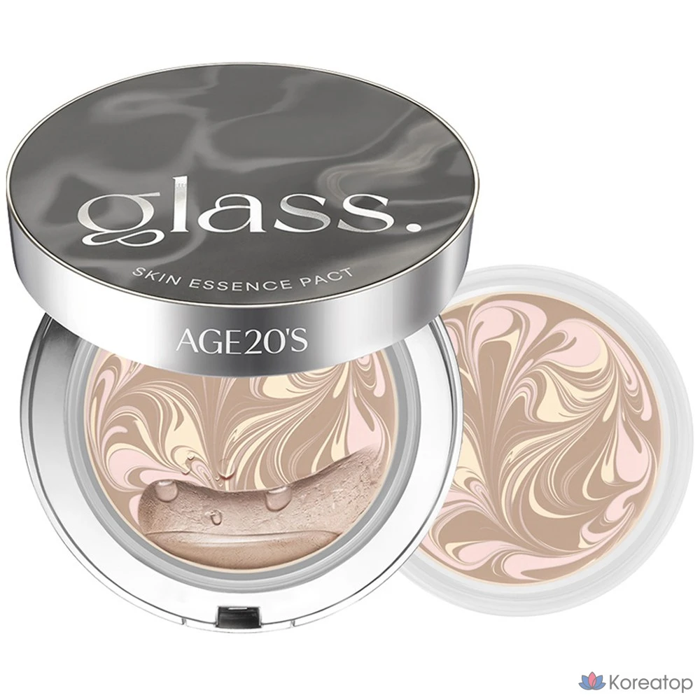 Тональная основа AGE 20S Glass Skin Essence Pact Perfect Foundation, оттенок 21, 12.5 г + сменный блок, 1 шт.