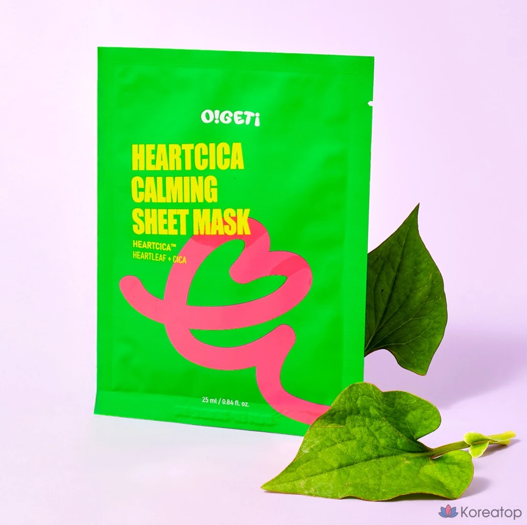 Тканевая маска для лица O!GETi Heart Cica Calming Sheet Mask, 5 шт.