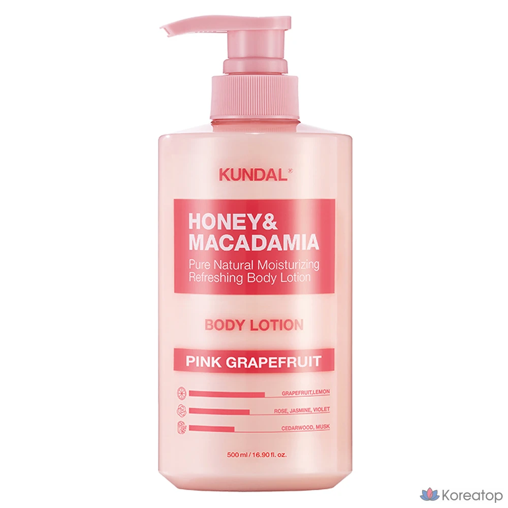 Лосьон для тела Kundal Honey & Macadamia Pure Body Lotion, аромат Pink Grapefruit, 500 мл, 1 шт.