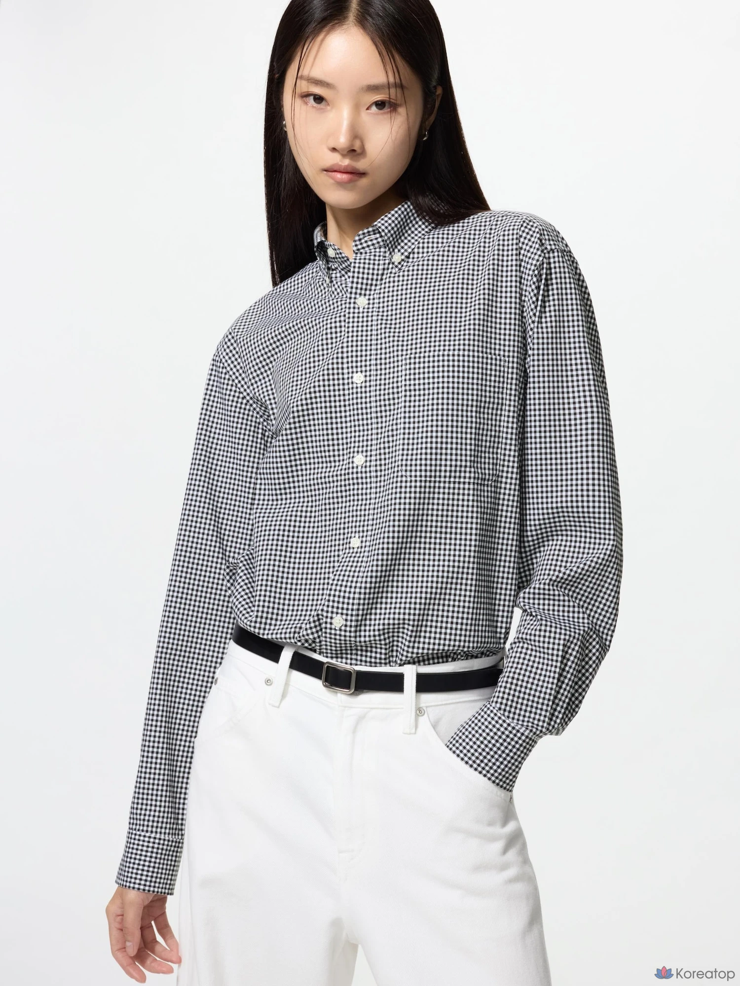 Рубашка Uniqlo Broadcloth Shirt Button-Down Collar Check A, фото 3
