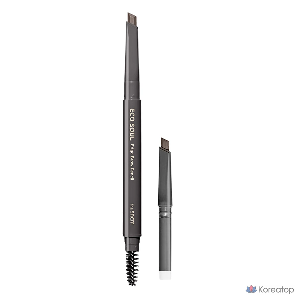Карандаш для бровей The Saem Eco Soul Edge Brow Pencil + Refill Set, оттенок 03 Gray Brown, 1 шт.
